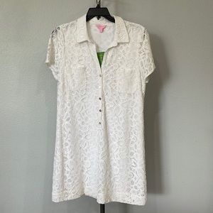Lilly Pulitzer White Lace Button-up Dress Size 14